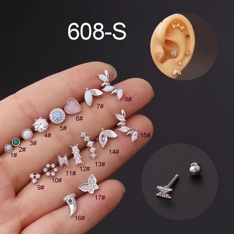 Ear Cartilage Rings & Studs Geometric 316L Stainless Steel  Copper Plating