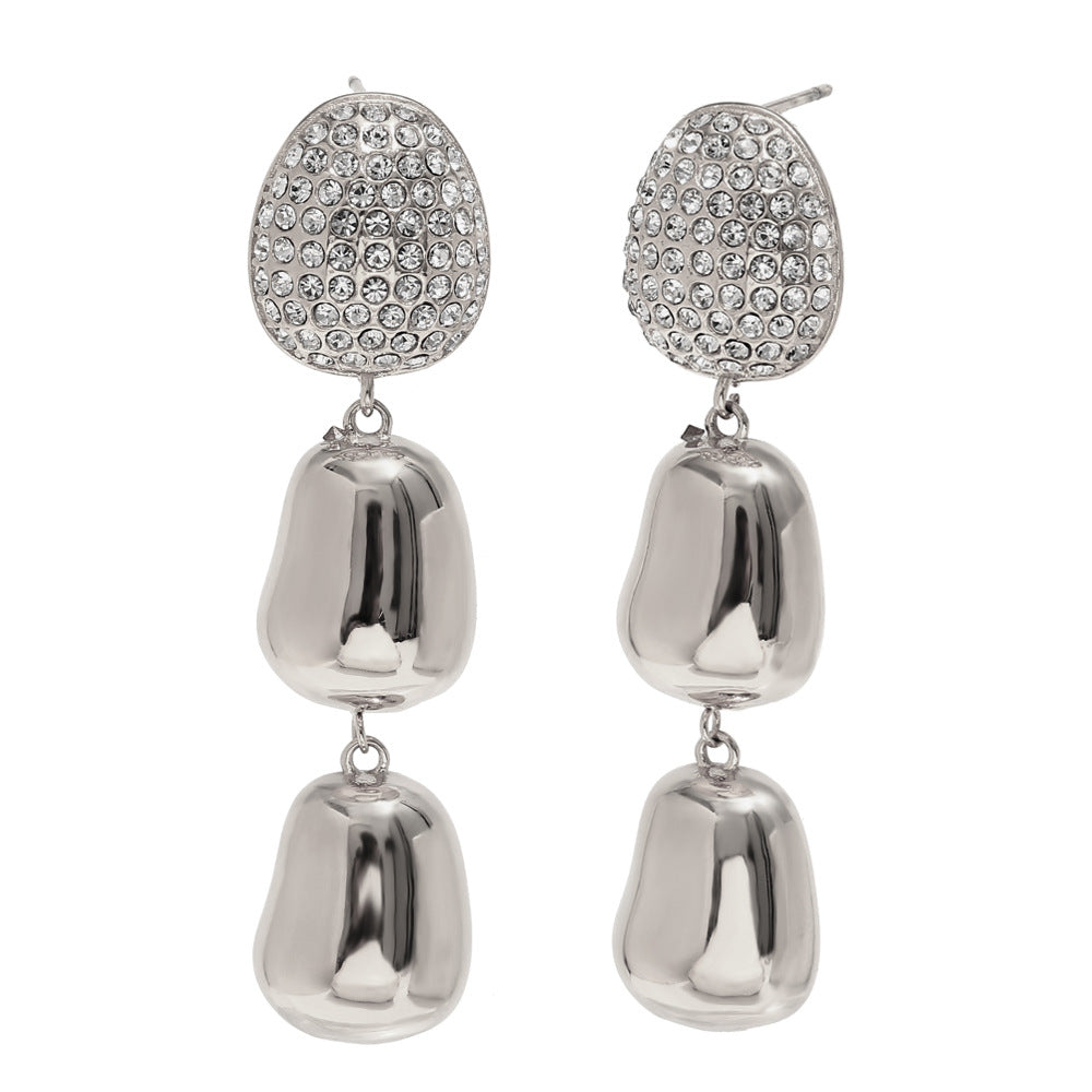 Ins Niche Simple Peanut Bow Earrings Stainless Steel 18K Gold Plated Love Ring Earrings Female