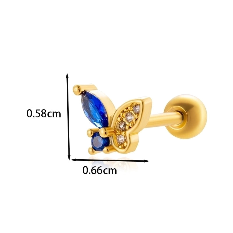1 Piece Ear Cartilage Rings & Studs IG Style French Style Minimalist Star Flower Butterfly Copper Inlay Zircon