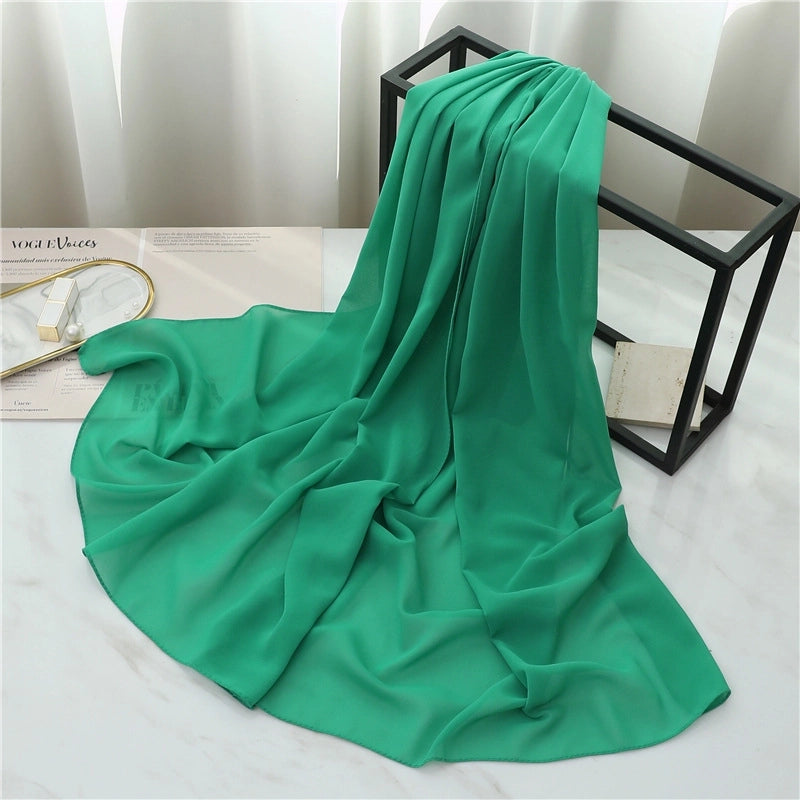 Pearl Chiffon Scarf Solid Color Rectangular Scarf Women's Shawl Basic Scarf