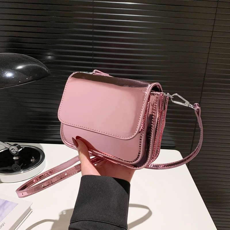 Texturized Small Bag Summer Women's Bag -style Simple Shoulder Bag Patent Leather Ginny Face Crossbody Bag