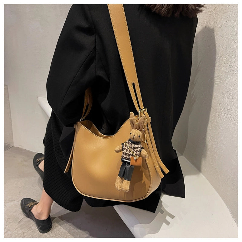 Women's Medium Pu Leather Solid Color Basic Classic Style Zipper Tote Bag