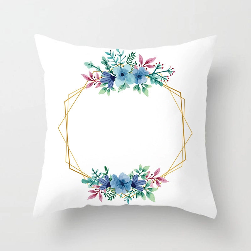 Modern Style Pastoral Letter Plant Linen Pillow Cases Couch & Sofa Decor