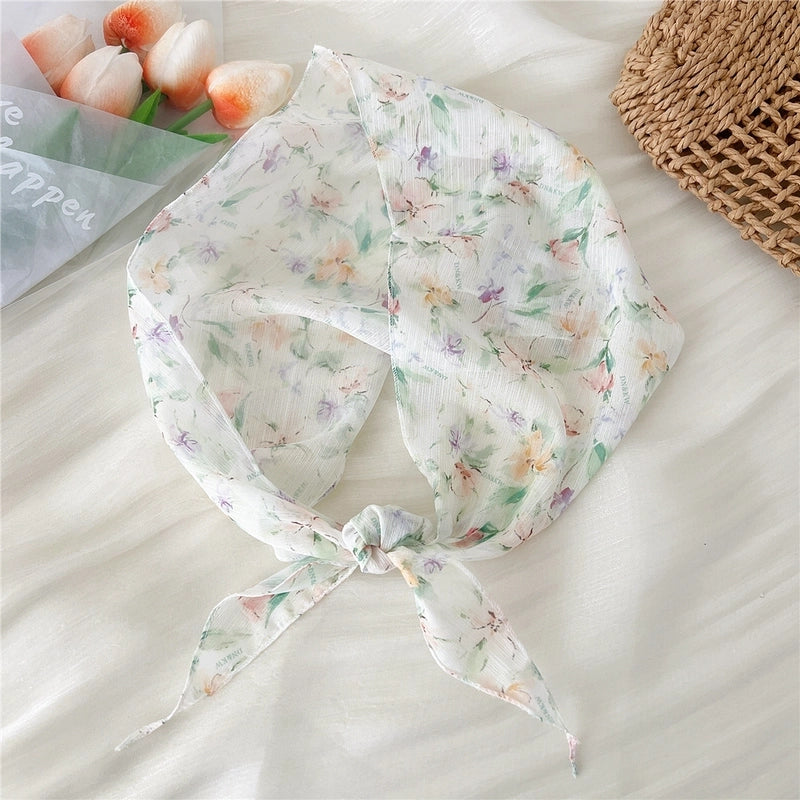 Women's Cartoon Style Cute Sweet Rhombus Synthetic Yarn Silk Scarf