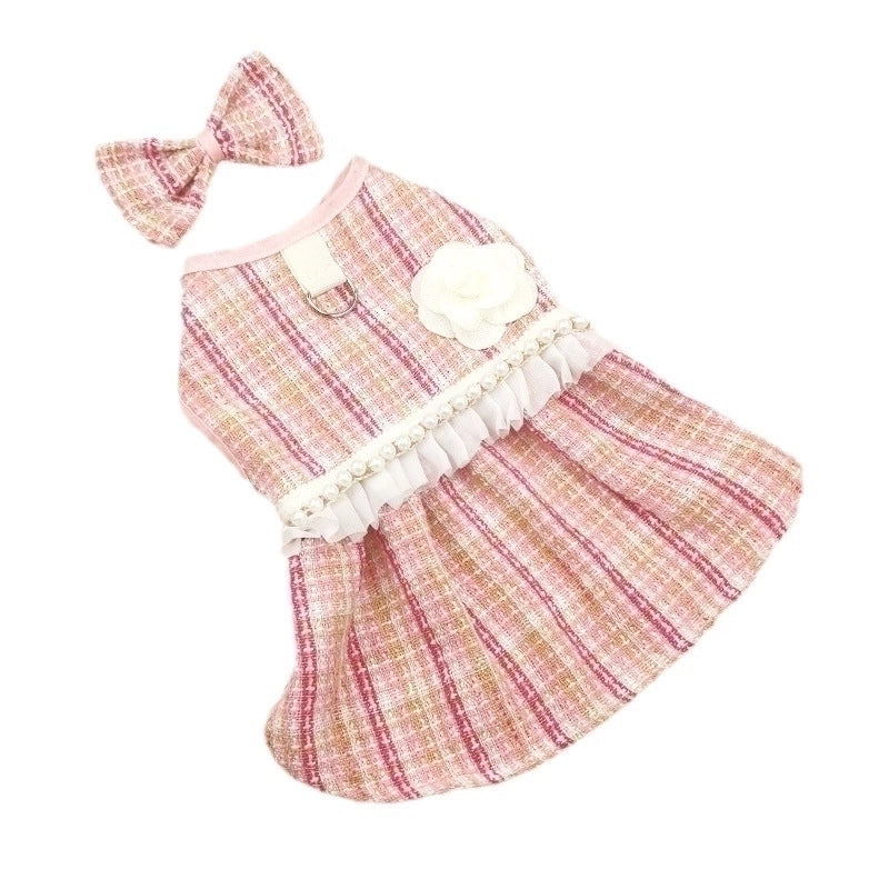 Cute Polyester Plaid Bow Knot Pet Clothing