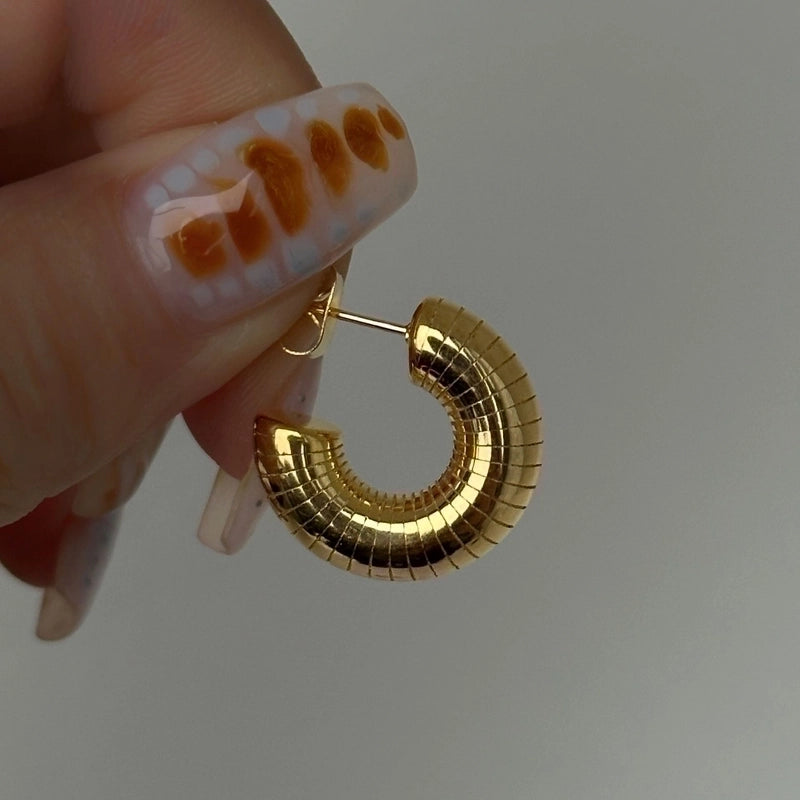 1 Pair  Classic Style C Shape 304 Stainless Steel 18K Gold Plated Stainless Steel Earrings