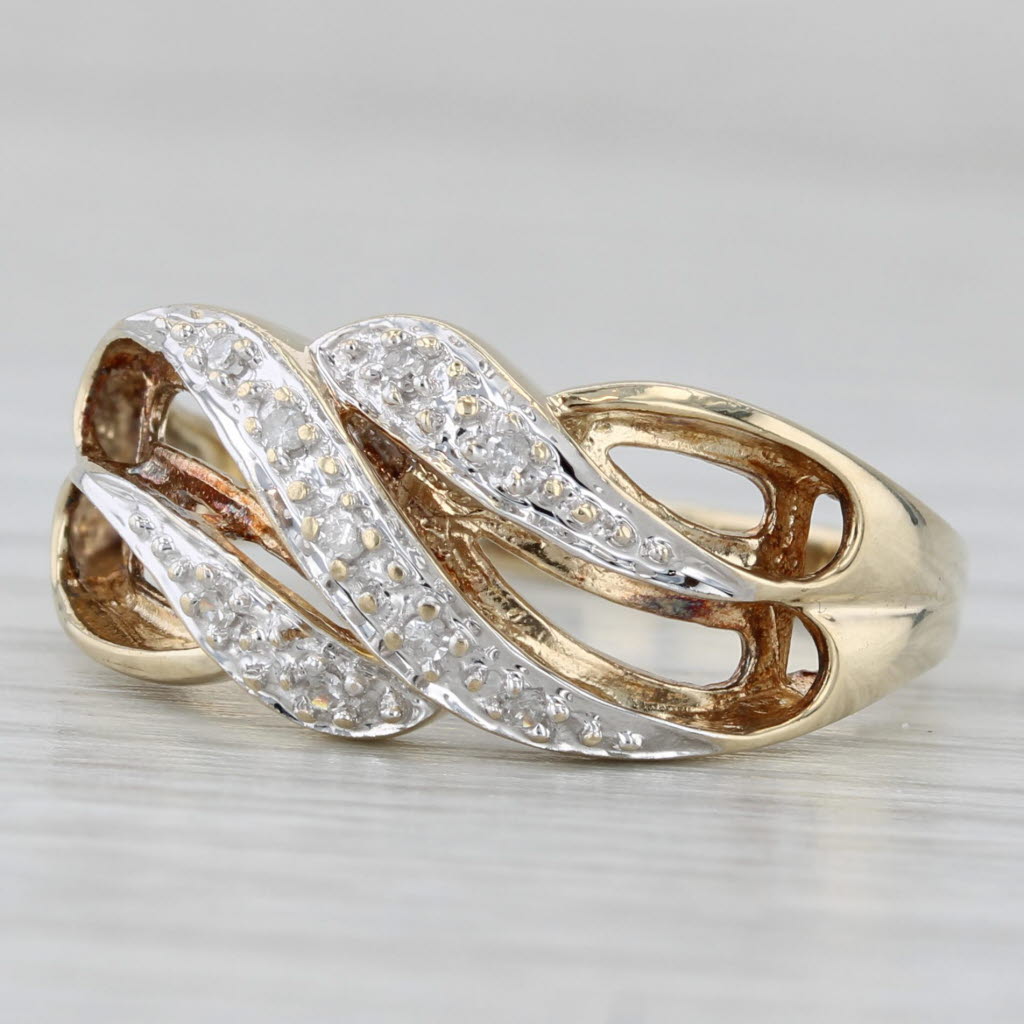 Scalloped Diamond Ring 10k Yellow Gold Size 8.25