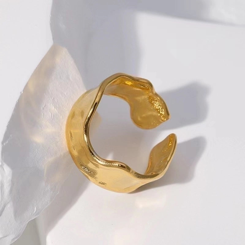 Retro Geometric Stainless Steel Gold Plated Plating Open Rings
