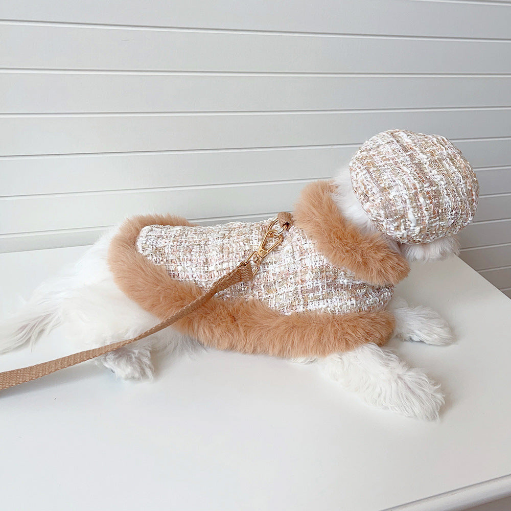 Plaid Dog Cape Harness with Leash&Hat