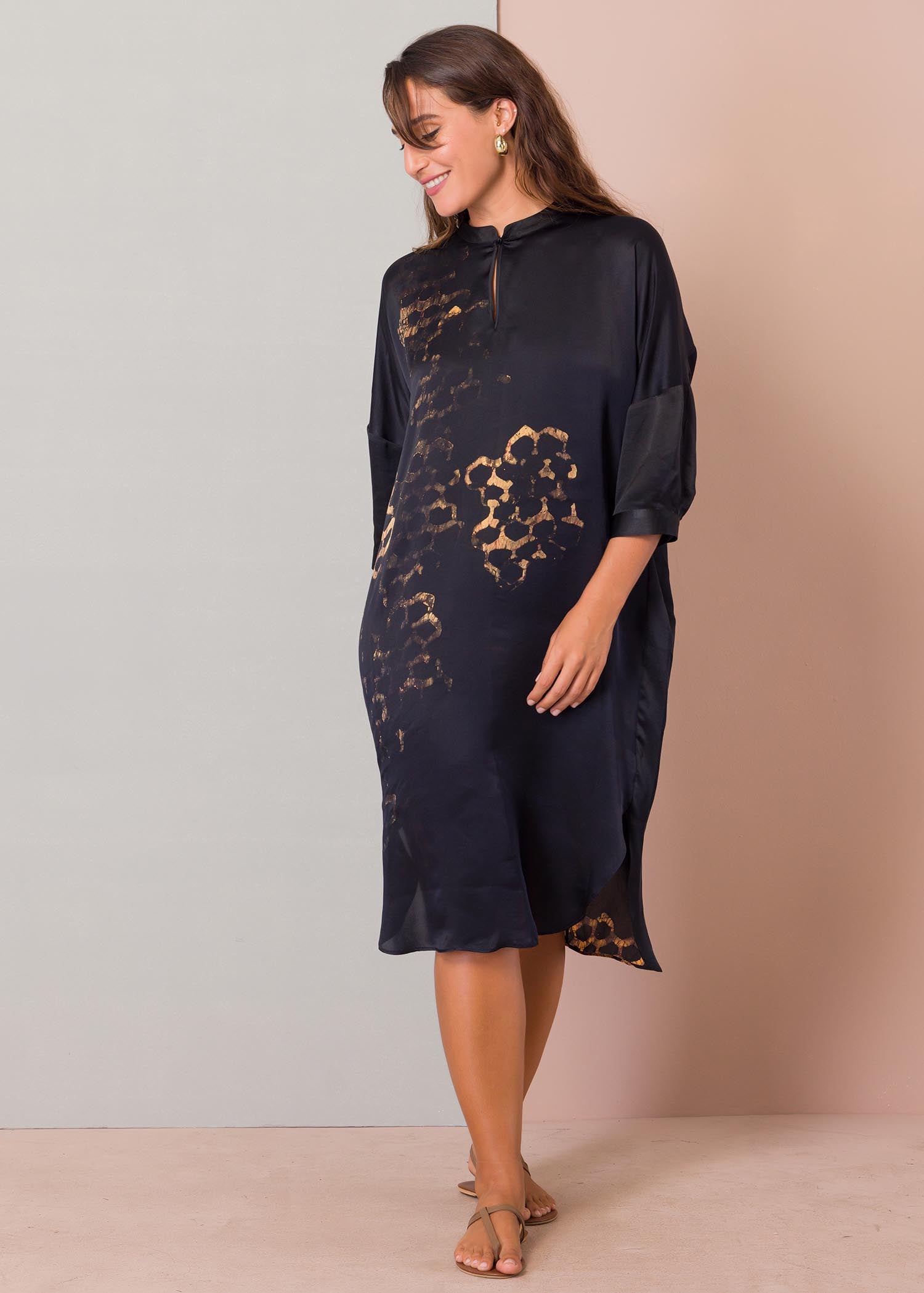 Batik bee hive printed dress