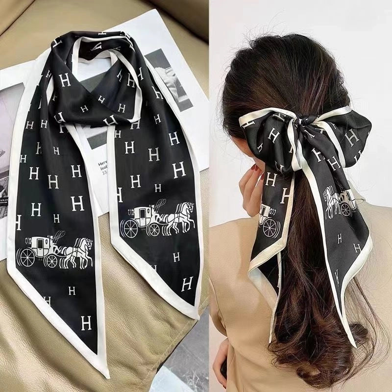 Women's Minimalist Color Block Polyester Printing Silk Scarf