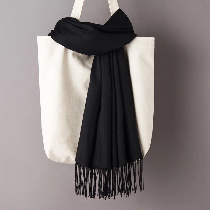 Thin Cashmere Scarf Solid Color Tassel Shawl LOGO Gift Scarf Factory Direct