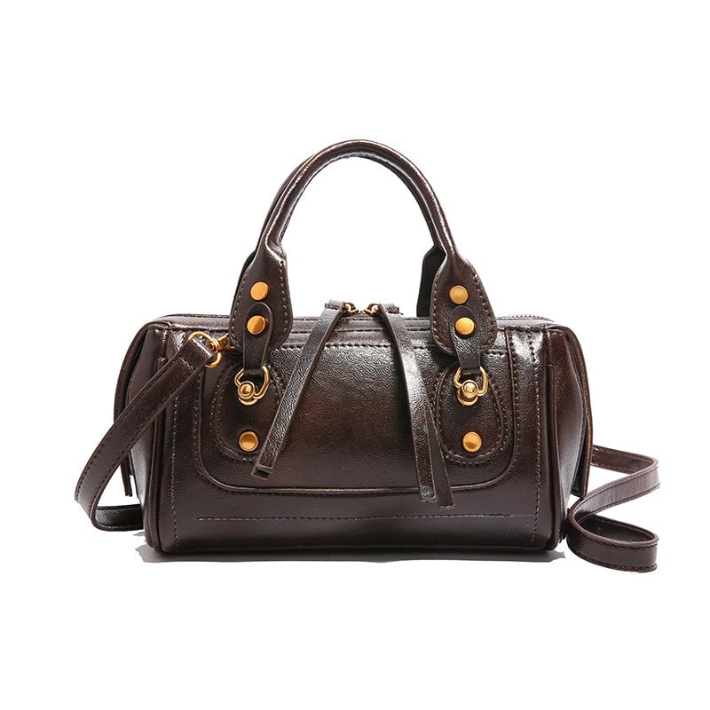 Women's Pu Leather Solid Color Classic Style Sewing Thread Dumpling Shape Zipper Crossbody Bag