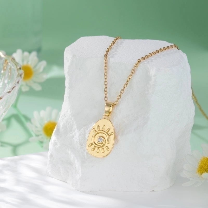 Stainless Steel Titanium Steel 18K Gold Plated Elegant Plating Inlay Maple Leaf Eye Butterfly Zircon Pendant Necklace