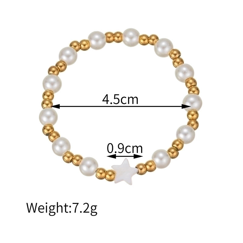 Elegant Cute Streetwear Geometric 304 Stainless Steel 18K Gold Plated Artificial Pearls Bracelets In Bulk