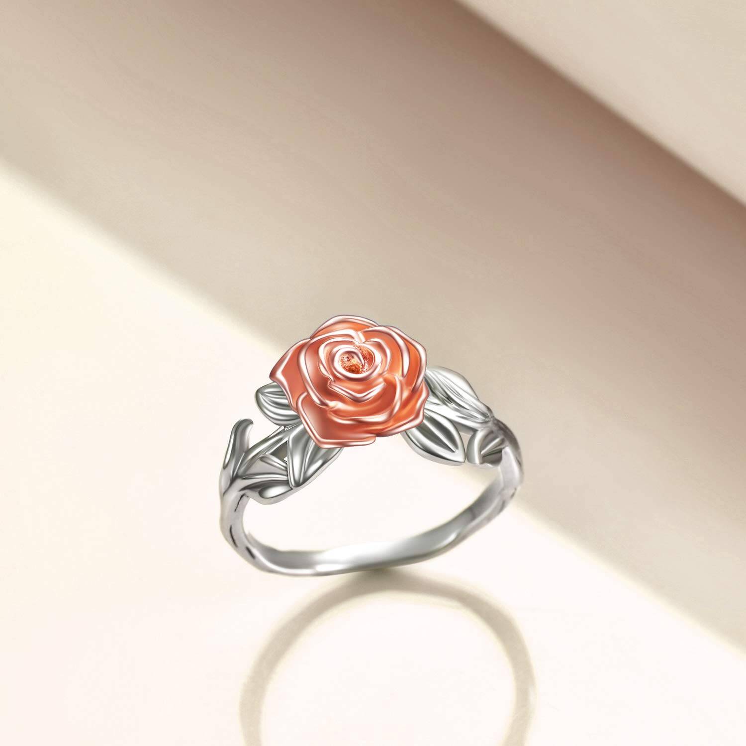 Three-dimensional Rose Engagement Ring 925 Sterling Silver Flower Jewelry Proposal Anniversary Gift Wedding Rings for Women