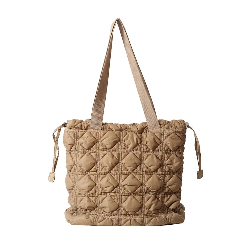 Women's Cotton Solid Color Classic Style String Shoulder Bag