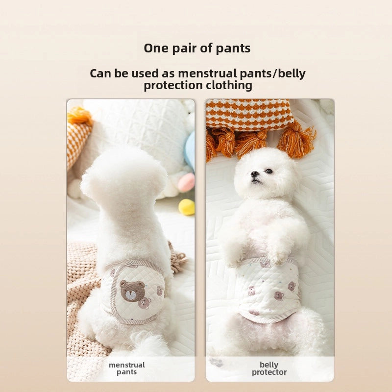 Cute Bear Four Seasons Breathable Dog Pants Male Dog Anti-Harassment Estrus Adjustable Teddy Courtesy