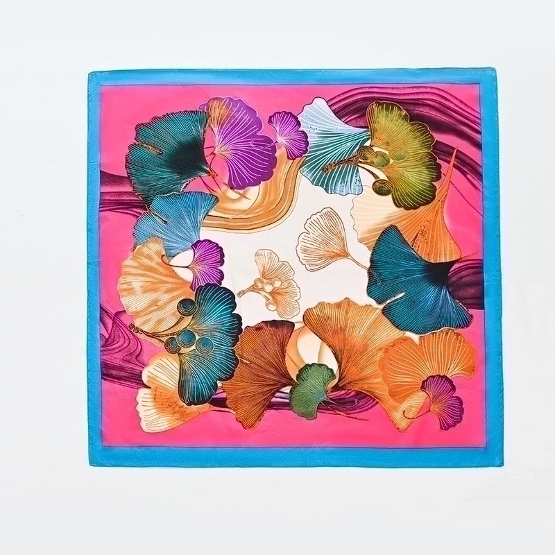 Women's Casual Ginkgo Leaf Satin Printing And Dyeing Printing Silk Scarf