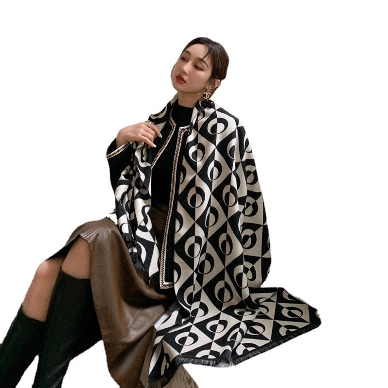 Women's Streetwear Geometric Imitation Cashmere Tassel Scarf
