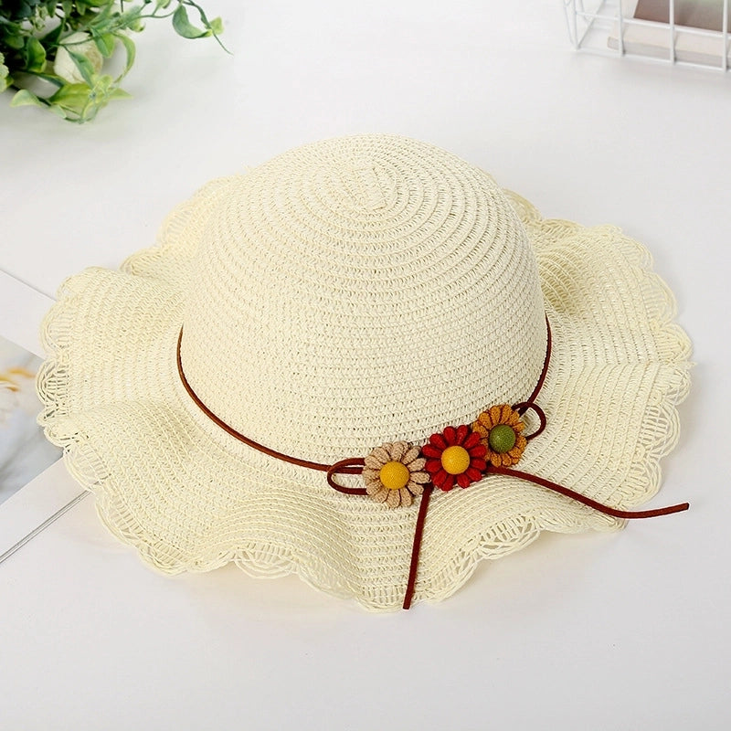 Girl's Cartoon Style Cute Flower Straw Hat