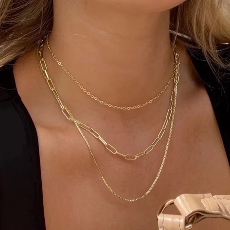 Fashion Geometric 304 Stainless Steel Gold Plated Layered Necklaces