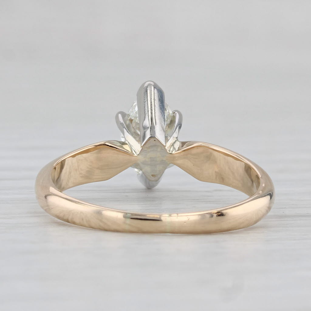 0.78ct Diamond Marquise Solitaire Engagement Ring 14k Yellow White Gold Size 7