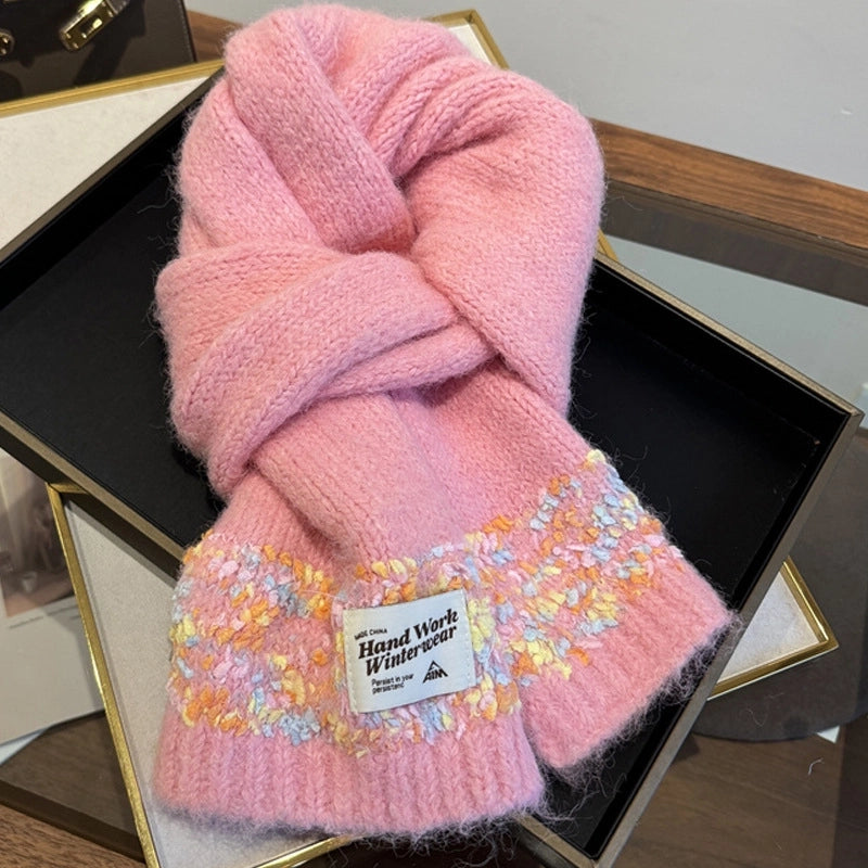 Women's Cute Lady Letter Solid Color Knit Scarf