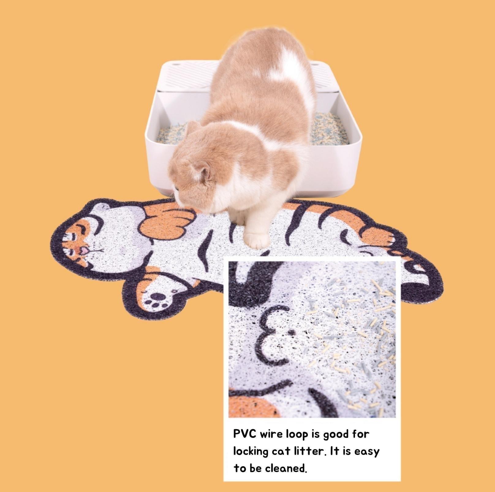 PurLab Tiger Shape Cat Litter Mat Multi-Functional