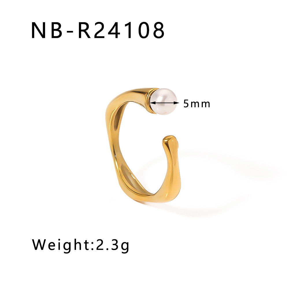 Popular Stainless Steel Diamond-Studded Sparkling Style Elegant Ladies Twist Texture Stacking