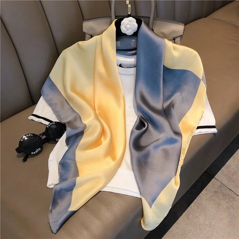 Women's Elegant Vacation Stripe Flower Polyester Silk Scarf