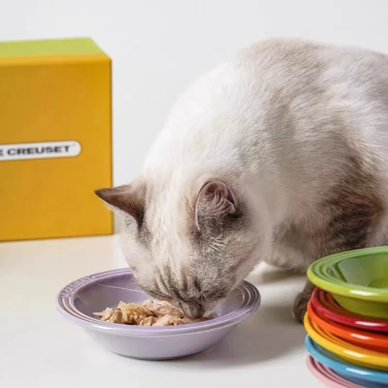 Color ceramic 6-inch pre meal tray. cat tray. dog tray. cervical spine protection. anti blackening chin. drinking water tray