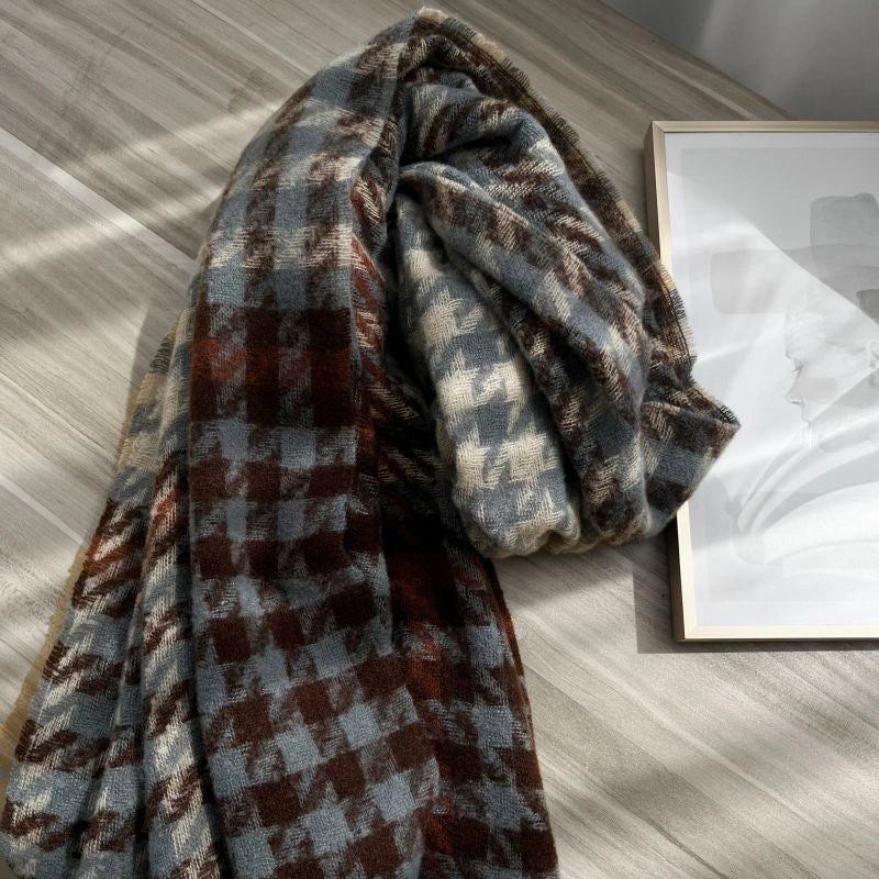 Unisex Minimalist Classic Style Plaid Imitation Cashmere Scarf