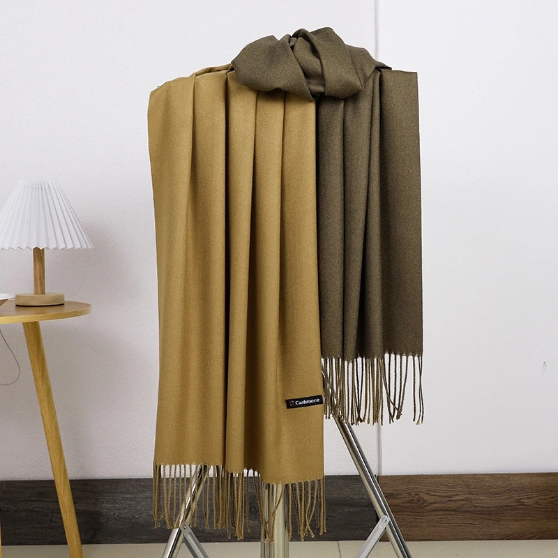 Double-sided Scarf Women's Winter Tassel Cashmere Scarf Autumn And Winter Version New Wool Men's Scarf