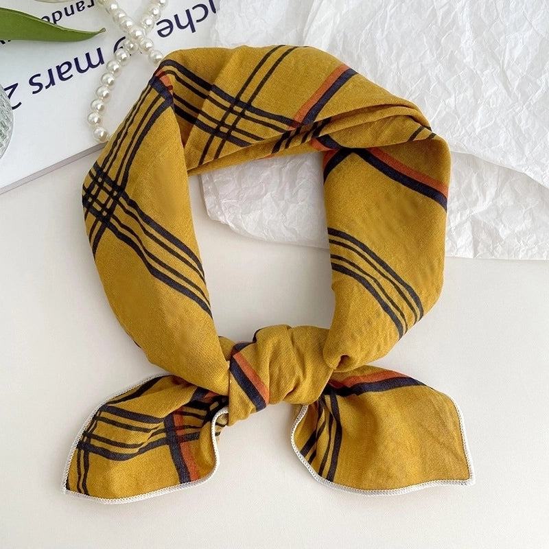 Women's Sweet Minimalist Color Block Cotton And Linen Printing Scarf