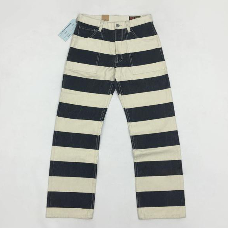Prison pants motorcycle black and white striped Casual pants