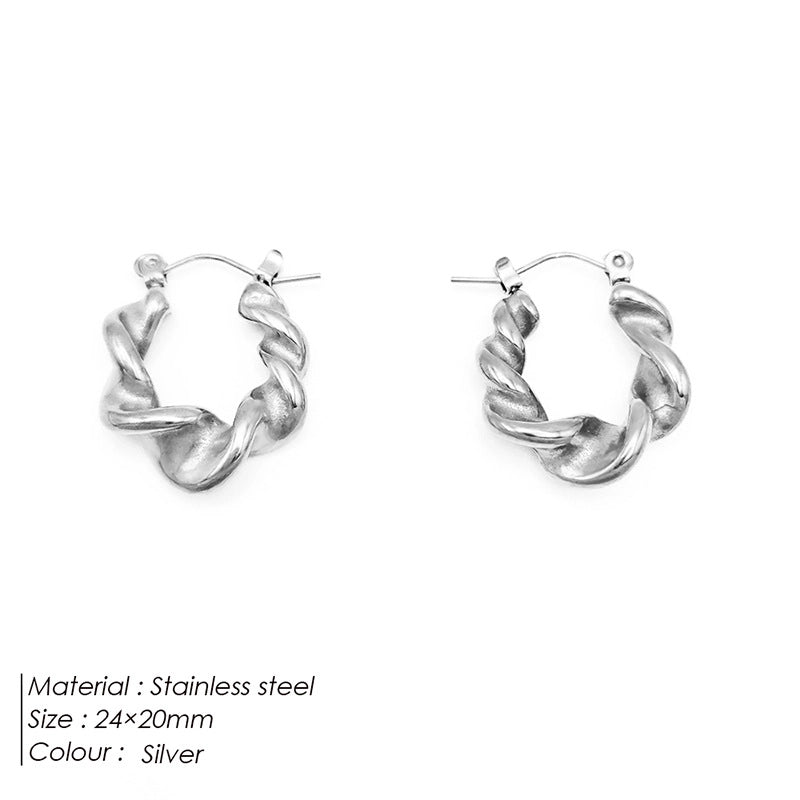 1 Pair Minimalist Geometric Plating Stainless Steel 18K Gold Plated Hoop Earrings
