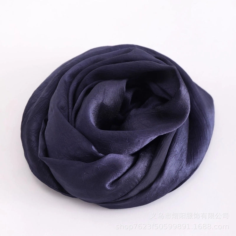 Spring And Summer New Bark Wrinkle Satin Scarf High-end Satin Wrinkle Long Scarf Ethnic Scarf Silk Scarf Shawl