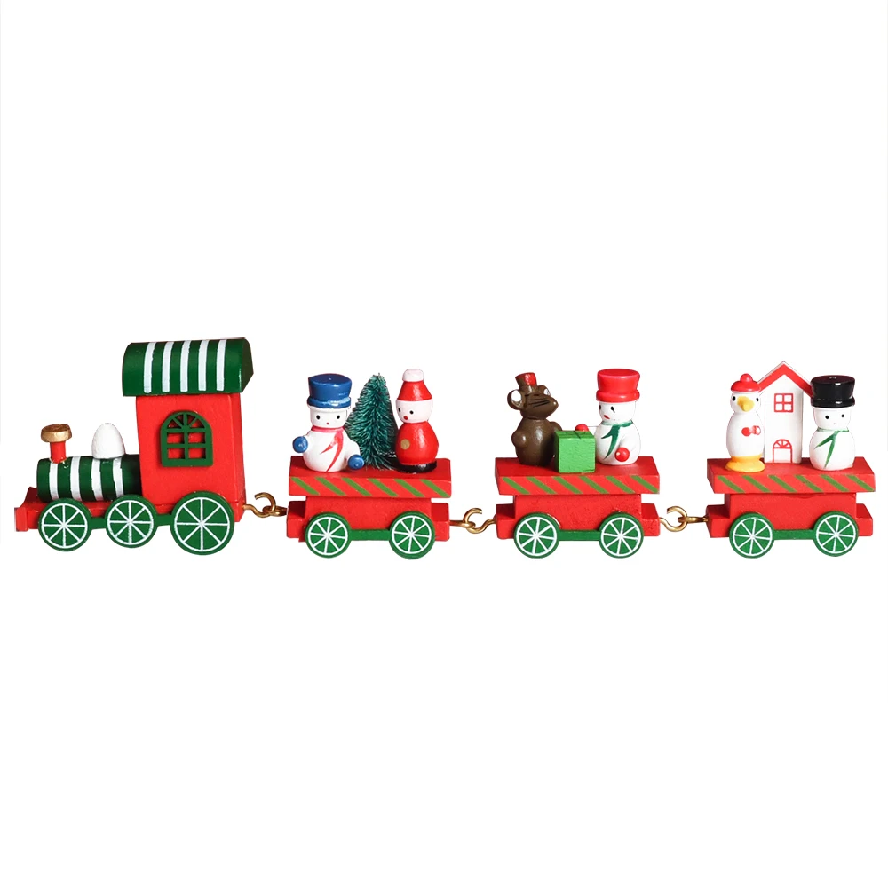 New Mini Wooden Train Sets  Christmas Decoration Ornament Kids Toy Train for Home Decoration