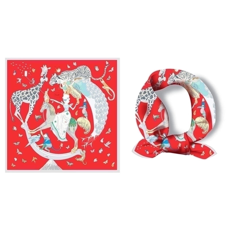 Women's Cartoon Style Animal Cartoon Twill Printing Silk Scarf