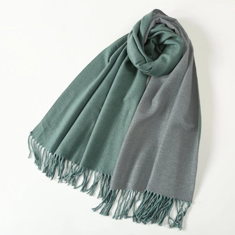 Women's Elegant Minimalist Color Block Imitation Dehaired Angora Tassel Scarf