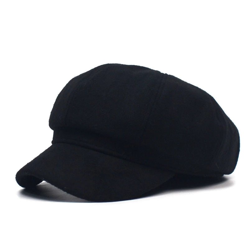 Solid Color Woolen Octagonal Cap Women's Hat Casual Cap Warm Fashion Beret Korean Fashion Cap