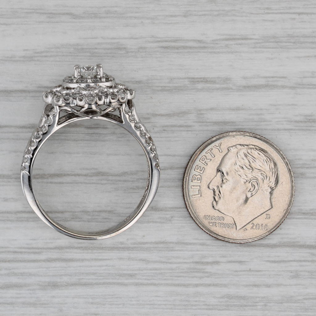 1.37ctw Diamond Flower Ring 14k White Gold Size 8.25 Engagement