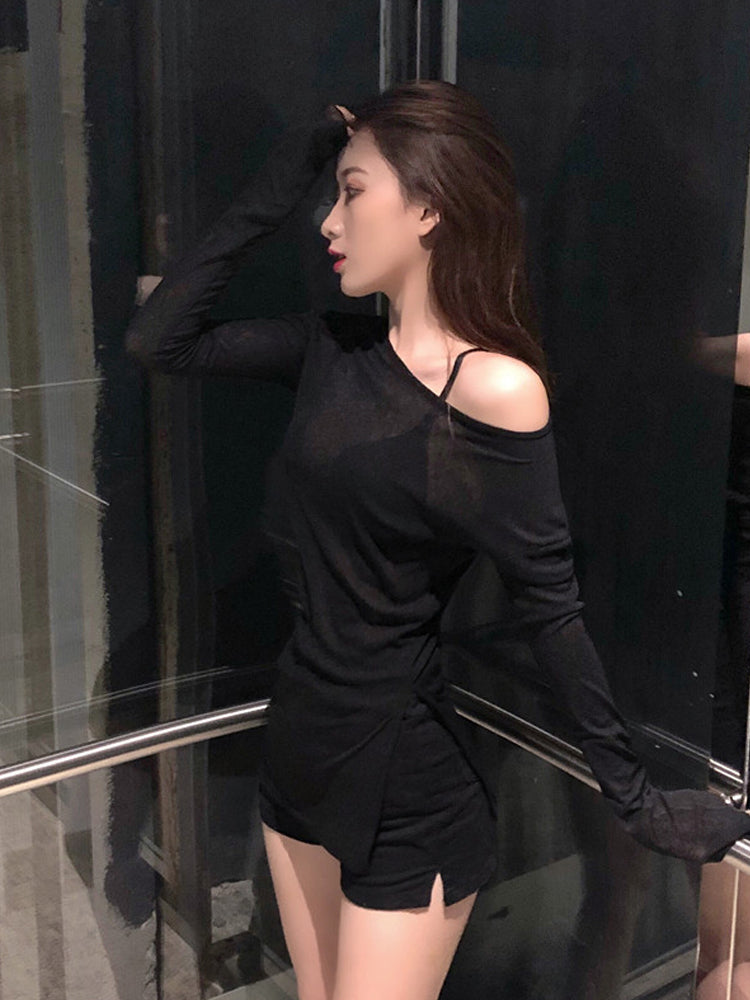 Thin Crew Neck Long Sleeve Top  KF82782