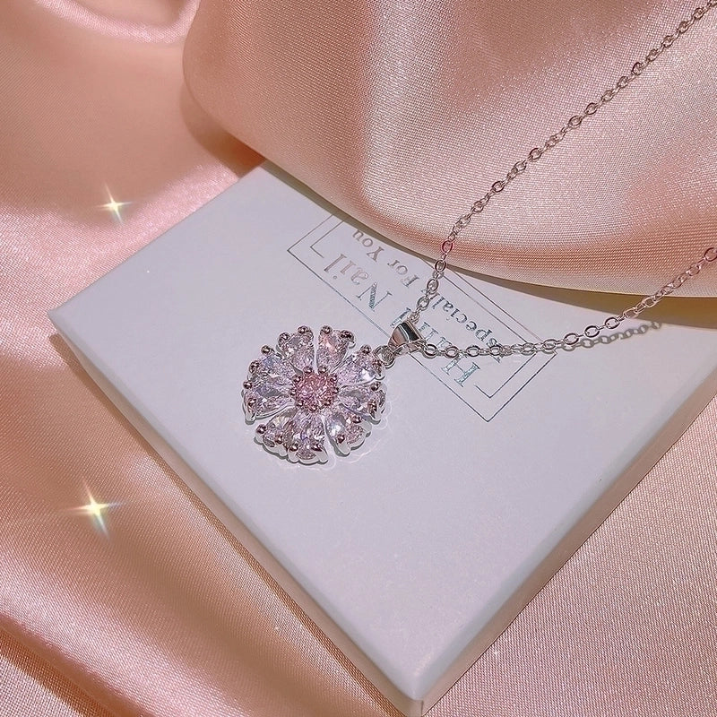 Titanium Steel Minimalist Inlay Flower Zircon Rings Earrings Necklace