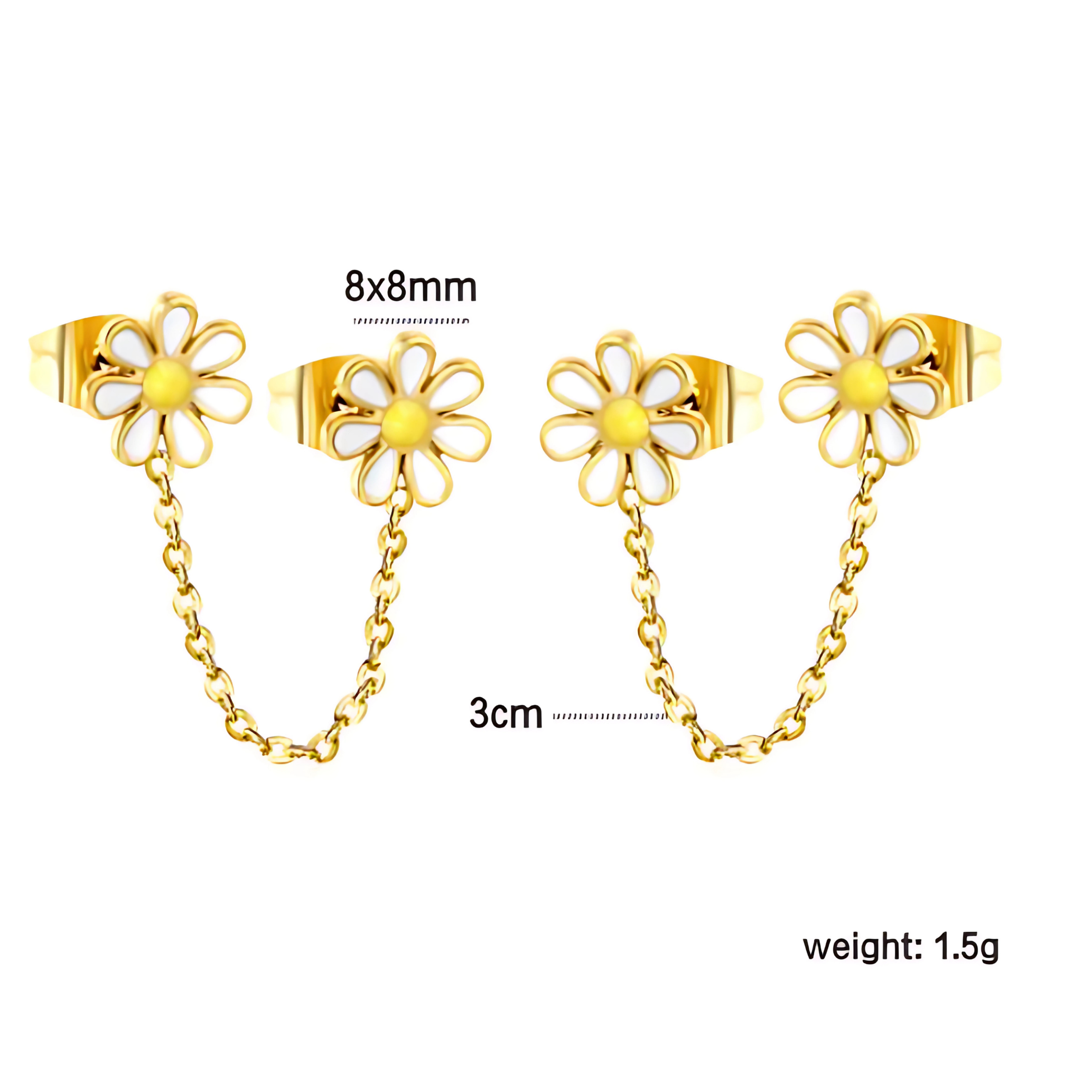 Chained daisy studs - Gold