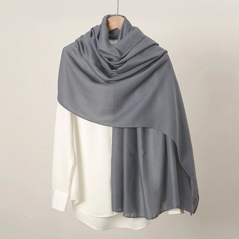 Women's Casual Sweet Solid Color Cotton And Linen Scarf
