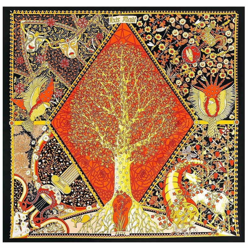 Women's Elegant Retro Minimalist Tree Satin Printing Silk Scarf