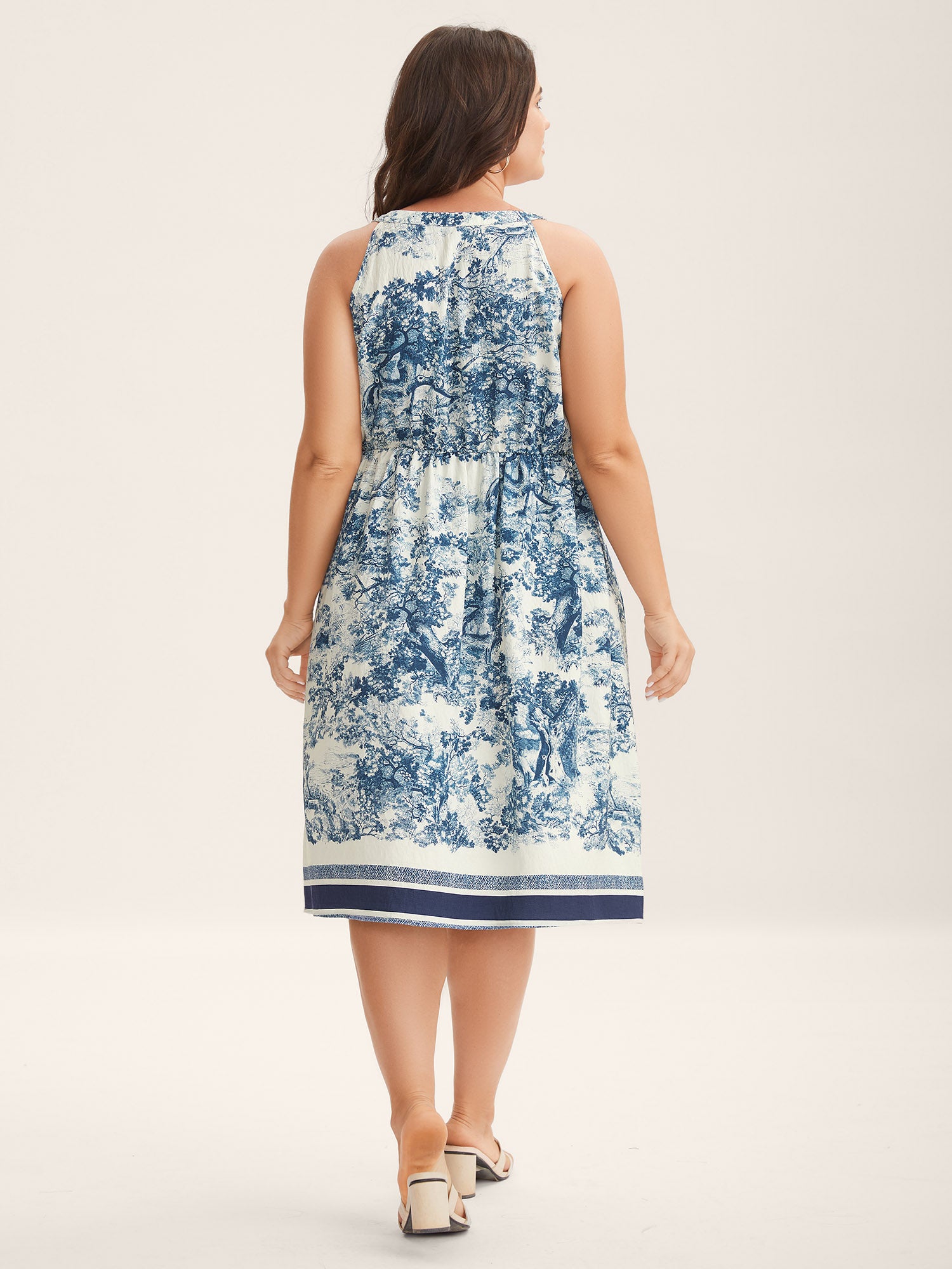 Artistic Print Halter Neck Midi Dress