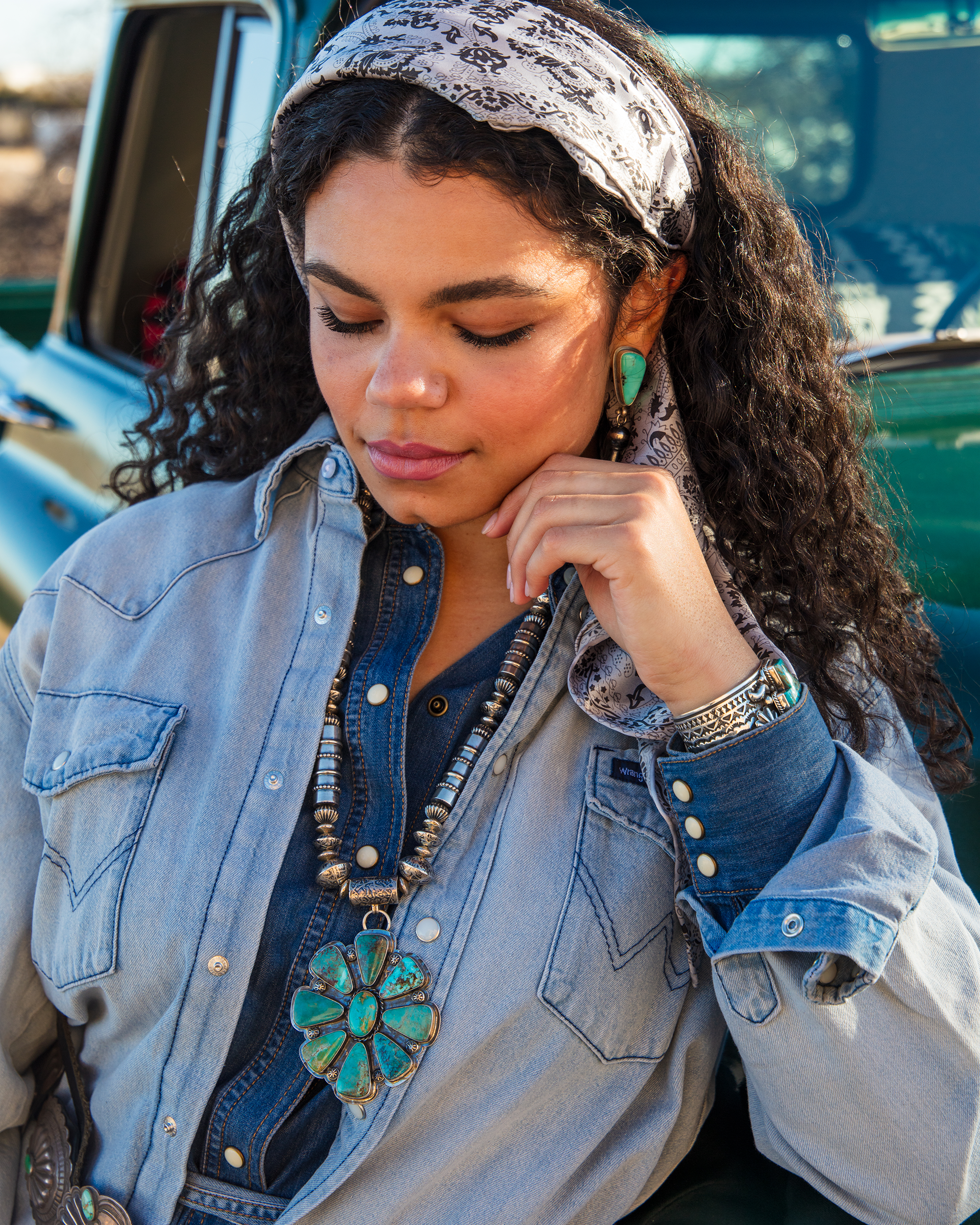 Royston  Bloom Necklace with Hand-Tooled Barrel Beads
